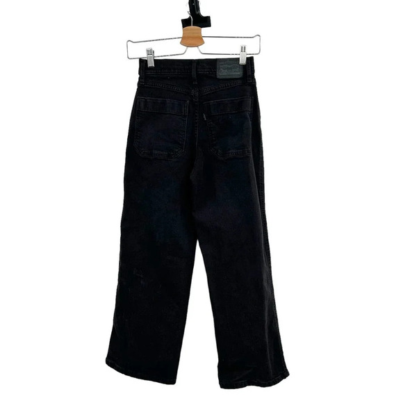 Levi's Mile High Wide Leg Cropped Jeans Black Denim Size 24‎ - Picture 5 of 10
